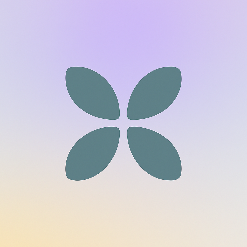Bloom Logo - Four-petaled flower in teal